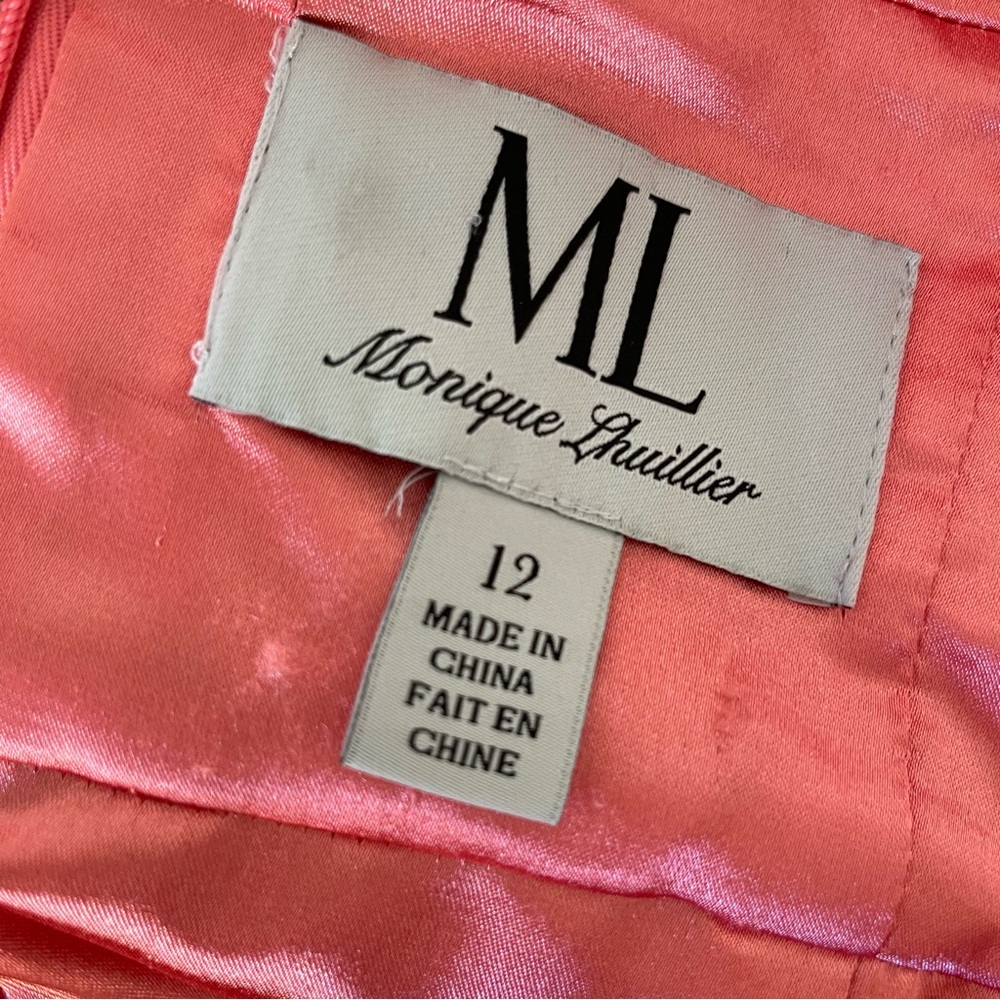 NWT Monique Lhuillier Silk Midi Dress Floral Orange Multicolor Pleated Size 12 - Picture 5 of 7